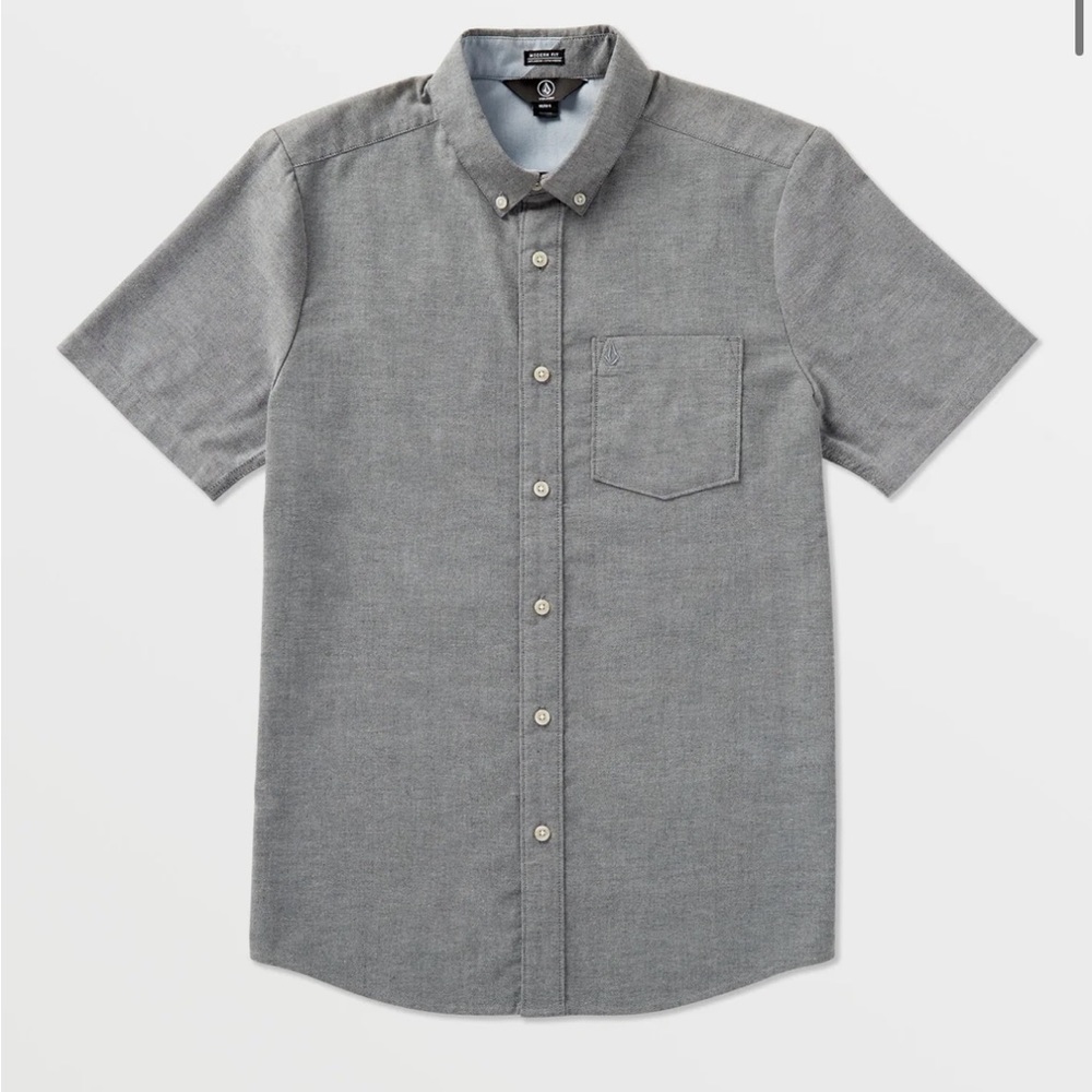 VOLCOM EVERETT OXFORD SHORT SLEEVE SHIRT Sz XLarge BLACK/Gray